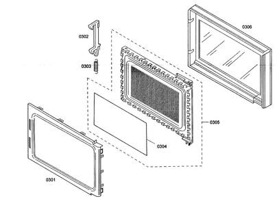 Microwave Door Diagram and Parts List for MEMW301ES01  Thermador Microwave