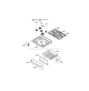 Burner,grate & Drawer Assy Diagram and Parts List for HGS3053UC 02 Bosch Range