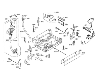 Base/Aquastop Diagram and Parts List for DWHD640JFP C6 Thermador Dishwasher