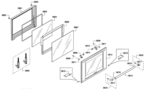 Oven Door Diagram and Parts List for MEMCW301EP-03  Thermador Microwave