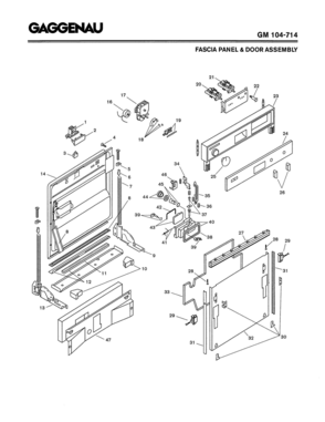 02 - FASCIA PANEL & DOOR ASSEMBLY Diagram and Parts List for GM104-714  Bosch Dishwasher
