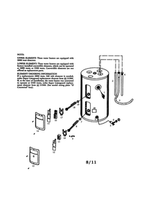 Water Heater Diagram and Parts List for 153316140  Kenmore Water Heater