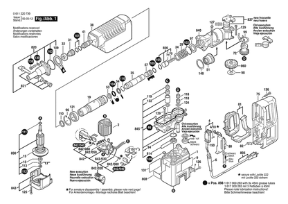 Section 1 Diagram and Parts List for 0611220745  Bosch Hammer Drill