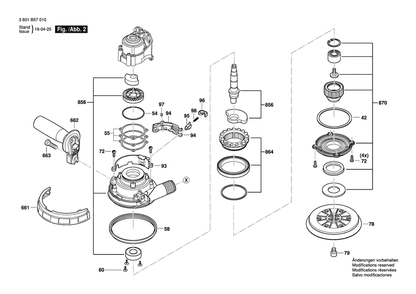 Page 2 Diagram and Parts List for GET65-5 3601B57010 Bosch Orbital or Palm Sander