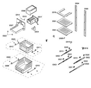Shelfs Diagram and Parts List for T18ID80NRP 20 Thermador Freezer