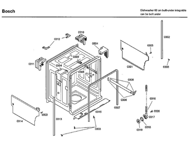 Tub Diagram and Parts List for SHX33A05UC 38 Bosch Dishwasher