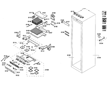 Cabinet Parts Diagram and Parts List for T24IF70NSP 37 Thermador Freezer
