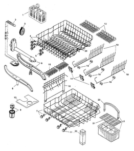 Rack Diagram and Parts List for SHU6805UC 12 Bosch Dishwasher