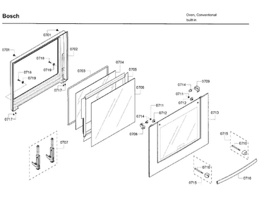 Door 2 Diagram and Parts List for HBL5650UC 08 Bosch Wall Oven