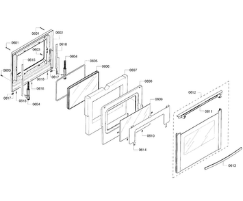 Door Assy Diagram and Parts List for HGS7282UC 08 Bosch Range
