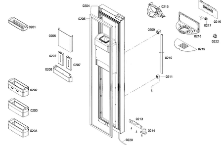 Freezer Door Diagram and Parts List for B22CS30SNS 01 Bosch Refrigerator