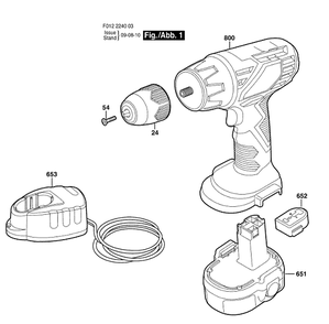 Bosch 2260 (F012226003) Diagram and Parts List for 2260 F012226003 Bosch Cordless Drill