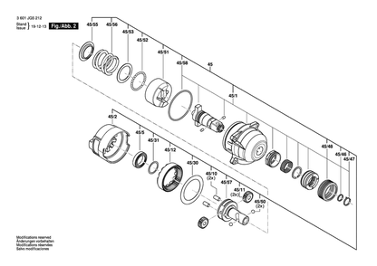 Page 2 Diagram and Parts List for GDX18V-1600 3601JG5212 Bosch Wrench