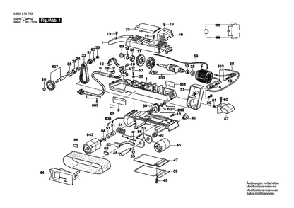 Section 1 Diagram and Parts List for PBS75E 0603270750 Bosch Belt or Drum Sander