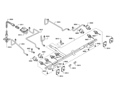 Manifold Diagram and Parts List for PRD48JDSGU 08 Thermador Range
