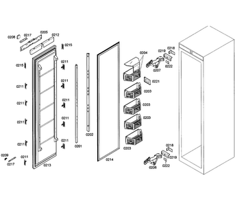 Door Assy Diagram and Parts List for T24IF70NSP 40 Thermador Freezer