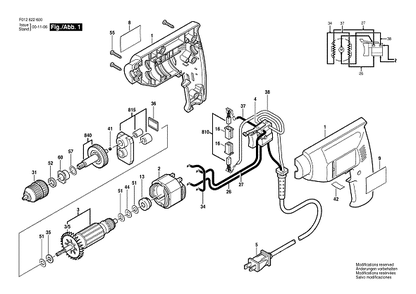 Bosch 6226type1 (F012622600) Diagram and Parts List for 6226 (TYPE 1)(F012622600) Bosch Cordless Drill