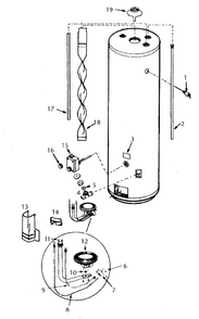 Water Heater Diagram and Parts List for 153336801  Kenmore Water Heater