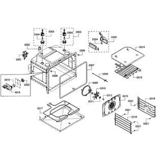 Upper Oven Assy Diagram and Parts List for HBL8650UC 09 Bosch Wall Oven