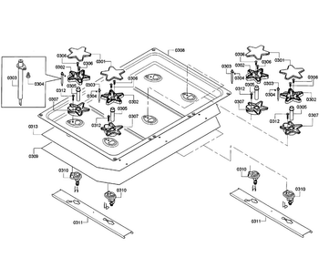 Burners Assy Diagram and Parts List for PRD366GHC 14 Thermador Range