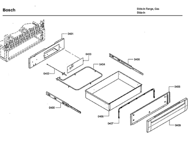 Drawer Diagram and Parts List for HDI7282U 06 Bosch Range