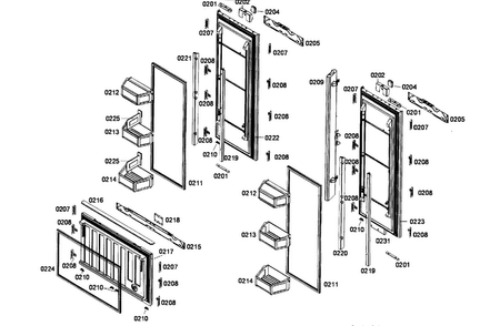 Door Assy Diagram and Parts List for T36IT71NNP 23 Thermador Refrigerator