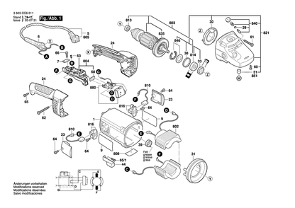 Diagram 1 Diagram and Parts List for PWS2000-230JE 3 603 CC6 031 Bosch Angle Grinder