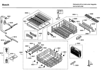 Rack Asy Diagram and Parts List for SHP68T55UC 09 Bosch Dishwasher