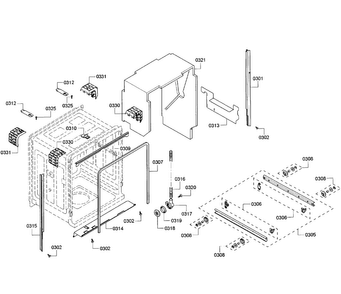 Cabinet Diagram and Parts List for SHE68R56UC 69 Bosch Dishwasher