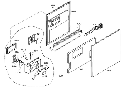 Door Assy Diagram and Parts List for SHE42L16UC 23 Bosch Dishwasher