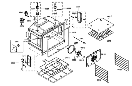 Oven Cabinet Parts 1 Diagram and Parts List for POMW30101  Thermador Microwave