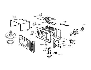 Microwave Body Diagram and Parts List for PODMW301-01  Thermador Wall Oven