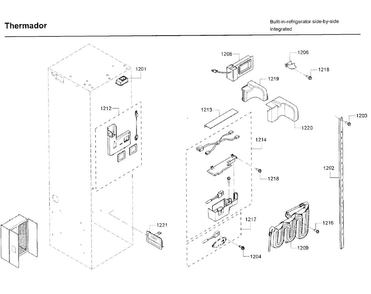 Water Tank Asy Diagram and Parts List for T42BD820NS 00 Thermador Refrigerator