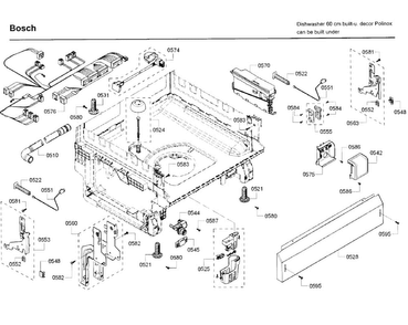 Base Diagram and Parts List for SHE3AR75UC 22 Bosch Dishwasher
