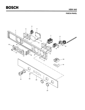 04 - FASCIA PANEL Diagram and Parts List for HBN642  Bosch Range