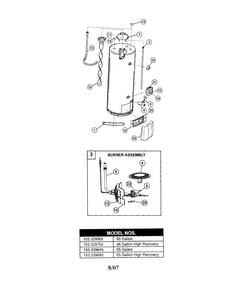 Water Heater Diagram and Parts List for 153339680  Kenmore Water Heater