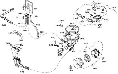 Pump Diagram and Parts List for SHE33M02UC 50 Bosch Dishwasher