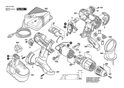 Section 1 Diagram and Parts List for 0601913460  Bosch Impact Driver