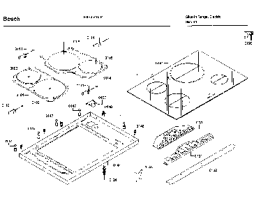 Cooktop asy Diagram and Parts List for HIIP054U 04 Bosch Range