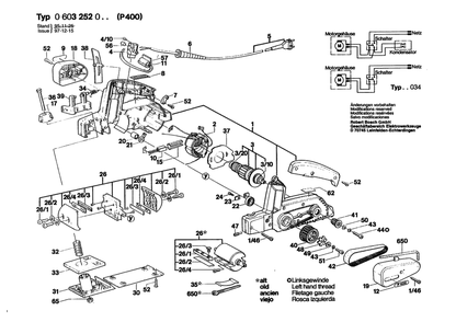 Section 1 Diagram and Parts List for 0603252003  Bosch Planer Jointer