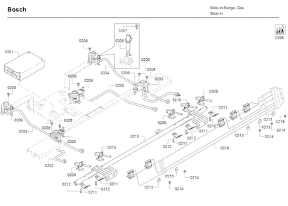 Valve Asy Diagram and Parts List for HDI8054U 04 Bosch Range