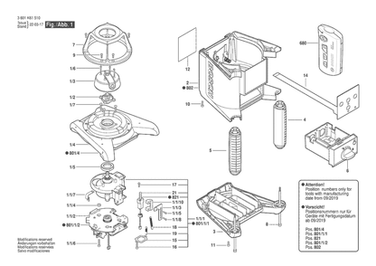 Part Location Diagram of 2610A12321 Bosch Tool ROTATING BEACON ASSEMBLY GREEN
