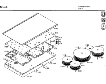 Induction Asy Diagram and Parts List for NIT8668SUC 01 Bosch Cooktop