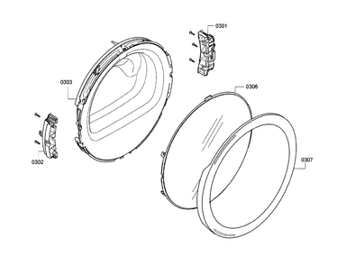 Door Assy Diagram and Parts List for WTB86201UC 02 Bosch Dryer