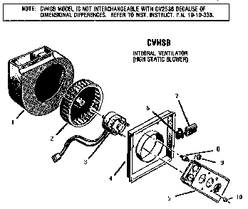 Integral Ventilator Diagram and Parts List for CHCV30  Thermador Cooktop