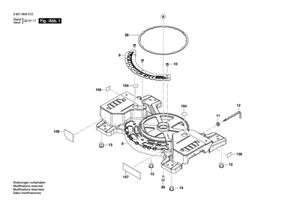Diagram 1 Diagram and Parts List for GCM18V-07S 3 601 M46 010 Bosch Miter Saw