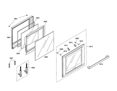 Oven Door Diagram and Parts List for MEMCW271ES-01  Thermador Microwave