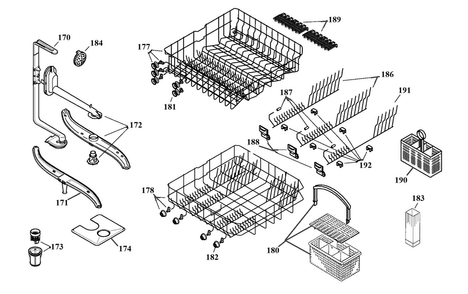 Rack Assy Diagram and Parts List for SHU5302UC 12 Bosch Dishwasher
