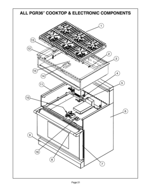 20 - COOKTOP & ELECTRONIC COMPONENTS Diagram and Parts List for PGR366ZS  Bosch Range