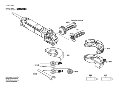 Section 3 Diagram and Parts List for GWS17-125S 3601GD03P0 Bosch Angle Grinder